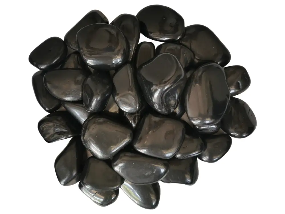 high polished black pebble stone